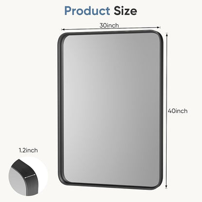 DUMOS 30"x40" Wall Mirror, Bathroom Mirrors for Over Sink, Black | Tempered Glass & Anti Rust Metal Frame, Decor for Entryway, Living Room, Bedroom, Vanity