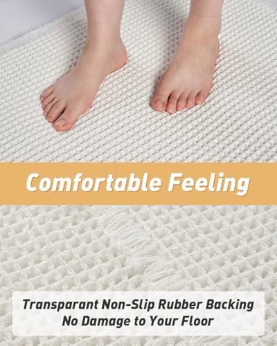 Upgraded Waffle Bath Mat Set of 2 Absorbent Bathroom Mat 18"x30" + 24"x48"
