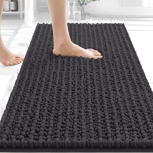 OLANLY Bathroom Rugs 34x21, Thick Soft Absorbent Chenille Bath Rugs