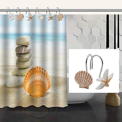 Seashell Shower Curtain Hooks,12PCS Anti Rust Decorative Hooks
