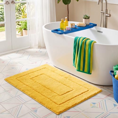 GRANNY SAYS Yellow Bathroom Rug 36" x 24", Non-Slip Microfiber Bath Mat