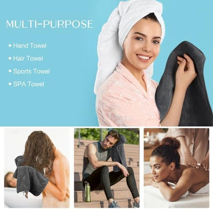 KinHwa Gray Hand Towels for Bathroom, Microfiber Face Towels, 11x20 Inch