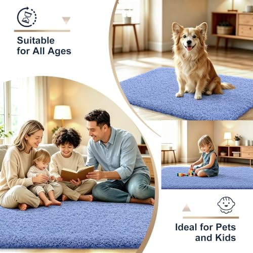 OLANLY Microfiber Bathroom Rugs 34x21, Ultra Soft Bath Mat, Cornflower Blue