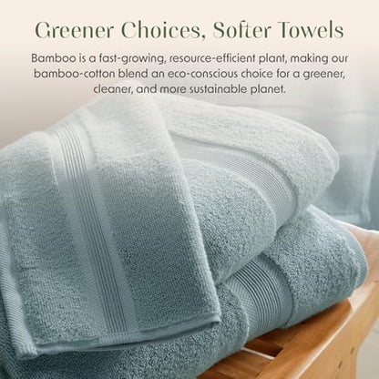 Springtree Home Luxury Bamboo Rayon Bath Towel Set | 6-Piece Set | Aegean