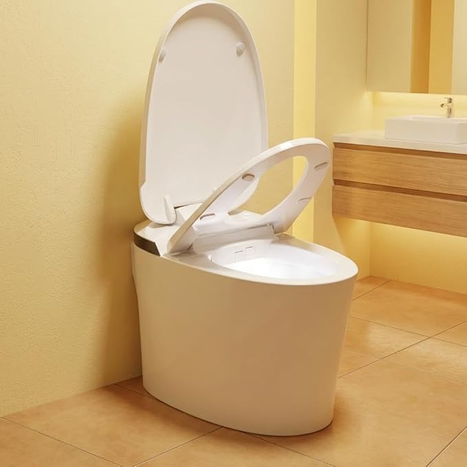 Smart Toilet for Bathroom, Modern Toilet with Heated Seat, Auto Off Seat Flushing, Foot Sensor, Night Light