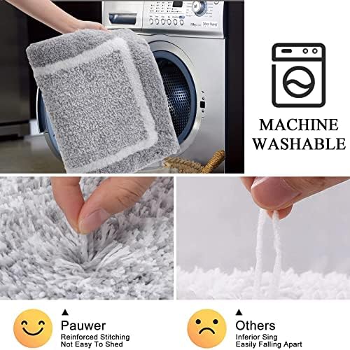 Pauwer Bathroom Rugs Sets 2 Piece, Non Slip Washable Bath Mat, Light Grey