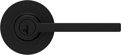 Kwikset Casey Entry Round Door Handle with Lock and Key, Secure Keyed Reversible Lever Exterior, Doorlock, for Front Entrance and Bedrooms, Polished Chrome, Pick Resistant Smartkey Rekey Security