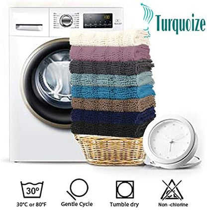 Turquoize Bathroom Rug 20"x32", Soft Absorbent Chenille Bath Rug, Gray