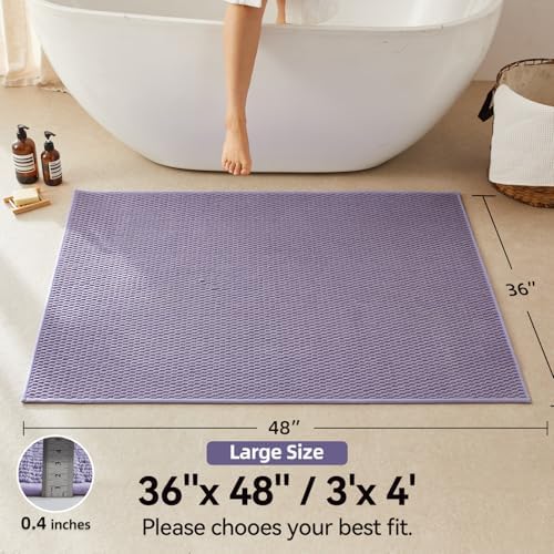 Triohero Large Bathroom Rugs Non Slip Washable Bath Rugs Super Absorbent Bathroom Rug Thin Quick Dry Low Pile Bath Mats, Lavender 36"x48"