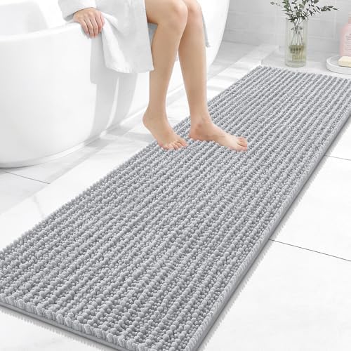 OLANLY Bathroom Runner Rugs 59x20, Thick Soft Absorbent Chenille Bath Rugs