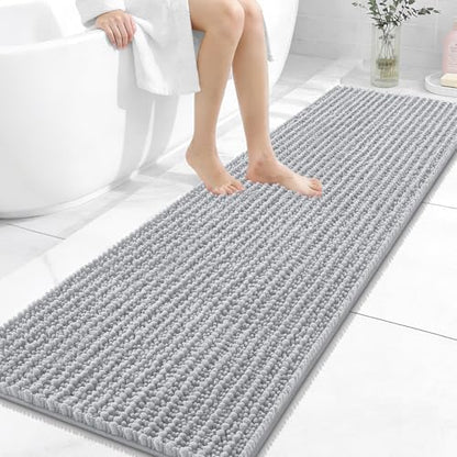 OLANLY Bathroom Runner Rugs 59x20, Thick Soft Absorbent Chenille Bath Rugs