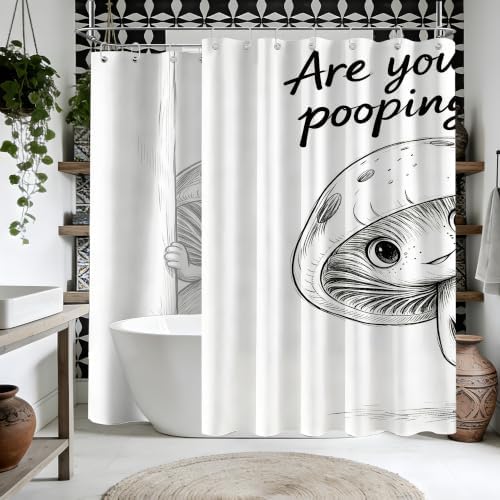 Extra Long Shower Curtain Funny Mushroom Clawfoot Tub, 108 x 72 in
