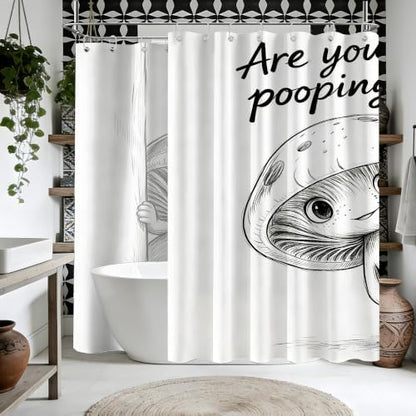 Extra Long Shower Curtain Funny Mushroom Clawfoot Tub, 108 x 72 in