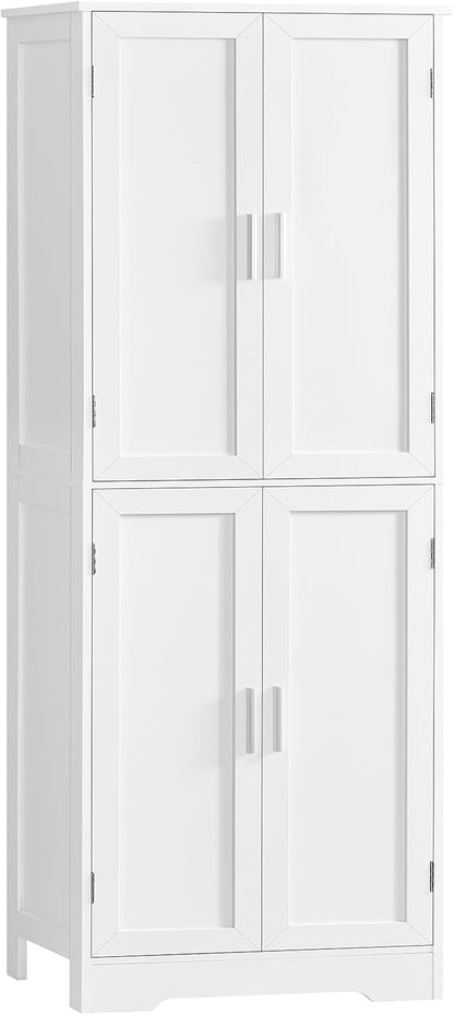 67” Storage Cabinet, Kitchen Pantry Cabinet with 4 Doors and 2 Adjustable Shelves, Cupboard, Tall Bathroom Cabinets for Dining Room, Living Room, White