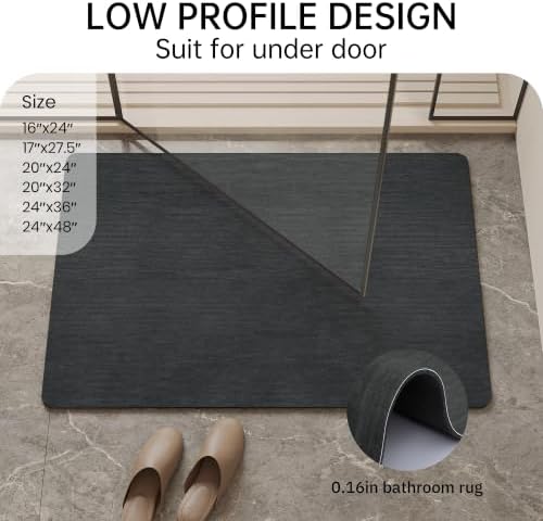 Mecko Bath Mat Ultra Thin Black, 20"x24"