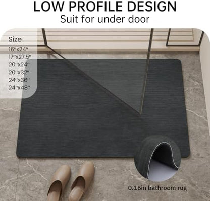 Mecko Bath Mat Ultra Thin Black, 20"x24"
