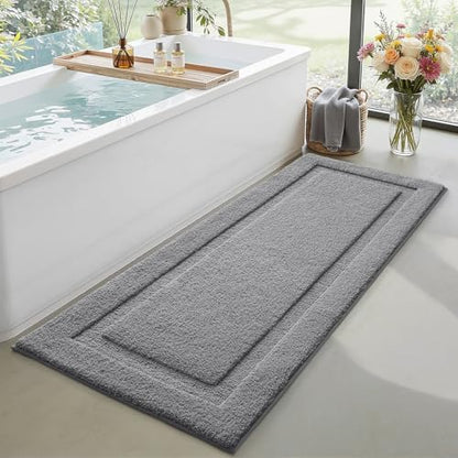 LUMI Ultra Soft Bathroom Runner Rugs, Non Slip Bath Mat 24x60, Dark Grey