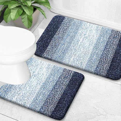 OLANLY Micorfiber Bathroom Rug Set 2 Piece, 30"x20"+U-Shaped 24"x20"