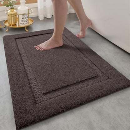 LUMI Ultra Soft Bathroom Rugs Absorbent, Non Slip Bath Mat 24x36, Brown