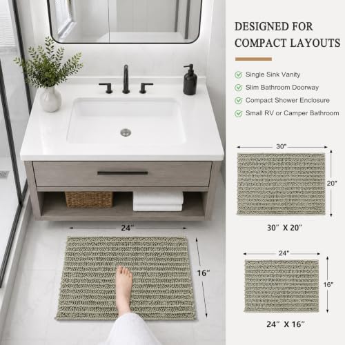 Arotive Bathroom Rugs Mat 24x16, Soft Absorbent Chenille Shaggy Bath Mat