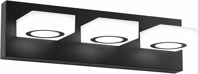 Bathroom Vanity Light, 3-Light 16 Inch Matte Black 5CCT 2700-6500K LED Bathroom Light Fixtures Over Mirror, Vanity Lighting Modern Bath Wall Sconce for Mirror Bedroom Living Room