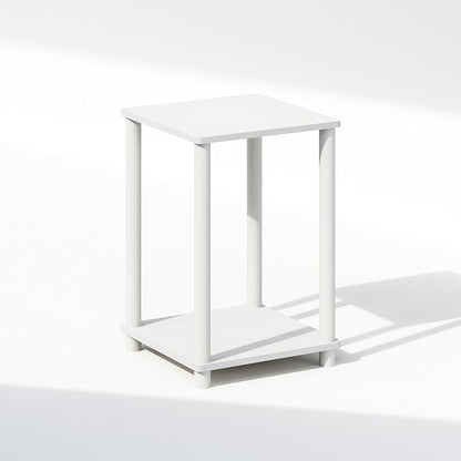 Furinno Turn-N-Tube Night Stand, 2-Tier Open Shelf Design Nightstand, Toolless Bedside Table, End Table, Side Table, for Bedroom, Closet, Dorm, White