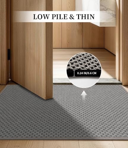 YIHOUSE Light Grey Bathroom Rugs Sets 5 Pieces,Thin Bath Mat Quick Dry