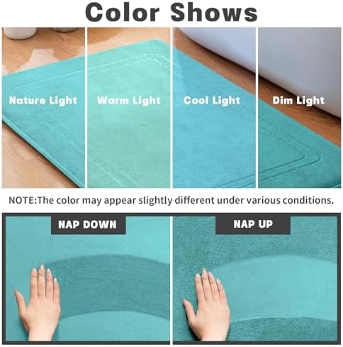 YIHOUSE Memory Foam Bath Mat Set, Bathroom Rugs Sets 3 Pieces, Non Slip Bath Mats for Bathroom, Super Soft and Water Absorbent Bath Rug Sets, Machine Washable U Shape Toilet Mats Set,Teal