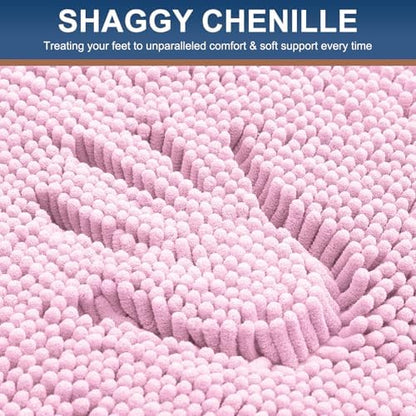 Smiry Bathroom Rugs 47X20, Luxury Chenille Extra Soft Absorbent Bath Mat