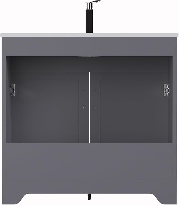 36 Inch Bathroom Vanity, Wooden Double Door Bathroom Storage Cabinet, Freestanding Modern Sink Cabinet Vanity Without Sink (Grey No Sink, 36")