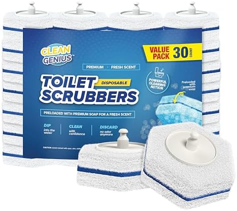 CleanGenius Disposable Prefilled Toilet Cleaning Scrubbers (30 Count)