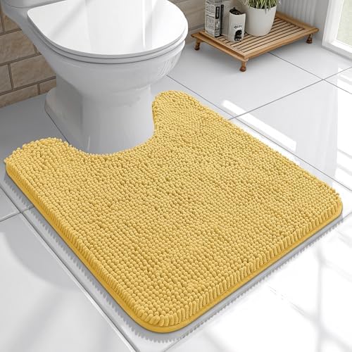 OLANLY Toilet Rugs U-Shaped 20x20, Soft Absorbent Chenille Contour Rugs