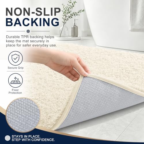 OLANLY Microfiber Bathroom Runner Rugs 47x20, Ultra Soft Bath Mat, White