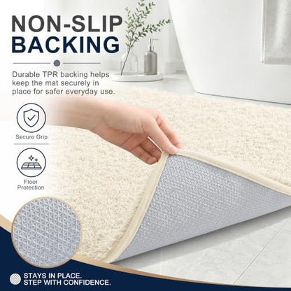 OLANLY Microfiber Bathroom Runner Rugs 47x20, Ultra Soft Bath Mat, White