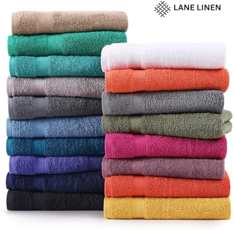 LANE LINEN Bath Towel Set 100% Cotton 4 Piece Soft Absorbent - Grey