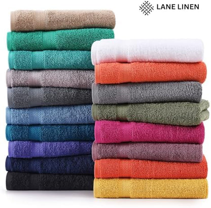 LANE LINEN Bath Towel Set 100% Cotton 4 Piece Soft Absorbent - Grey