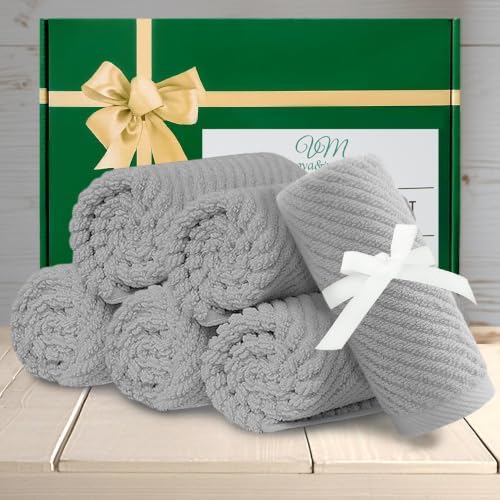VOOVA & MOVAS Washcloths 6PC, 100% Cotton, 13x13 in, Gray