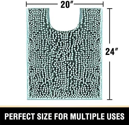 H.VERSAILTEX Toilet Mat U Shaped Bathroom Rugs Bath Mats for Bathroom Non Slip Luxury Chenille Bath Mat U Shape 20x24 Extra Soft and Absorbent Shaggy Rugs Washable Dry Fast - Aqua Foam