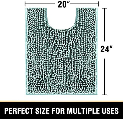 H.VERSAILTEX Toilet Mat U Shaped Bathroom Rugs Bath Mats for Bathroom Non Slip Luxury Chenille Bath Mat U Shape 20x24 Extra Soft and Absorbent Shaggy Rugs Washable Dry Fast - Aqua Foam