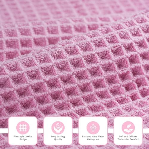 MICROFI Microfiber Waffle Bath Towels, 3 Pieces, Oversized, Soft, Absorbent, Fast Drying, Lint Free, Includes Bath, Face and Hand Towels 430 GSM