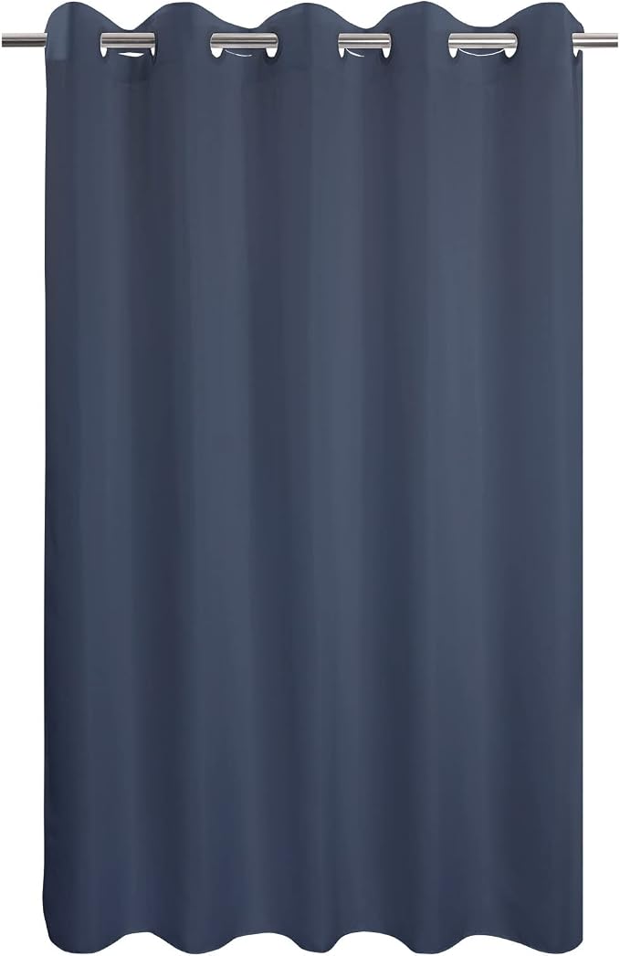 River Dream No Hook Hotel Cloth Shower Curtain Navy Blue, Standard Size | Waterproof Microfiber, Bottom Magnets, Soft Washable Fabric Shower Curtain or Liner, 71W x 74H
