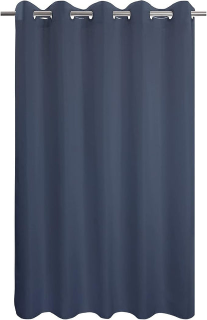River Dream No Hook Hotel Cloth Shower Curtain Navy Blue, Standard Size | Waterproof Microfiber, Bottom Magnets, Soft Washable Fabric Shower Curtain or Liner, 71W x 74H