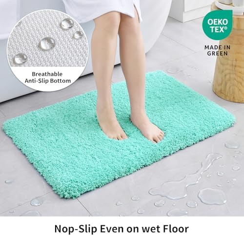 Disolla Mint Green Bathrom Runner Rug 24x70 - Extra Large Soft Plush Bath Mat, Thick Long Non-Slip Shaggy Floor Mat, Ultra-Absorbent for Master Bathroom Vanity