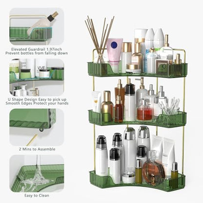 Webetop Corner Bathroom Organizer 3 Tier Makeup Countertop Shelf for Vanity