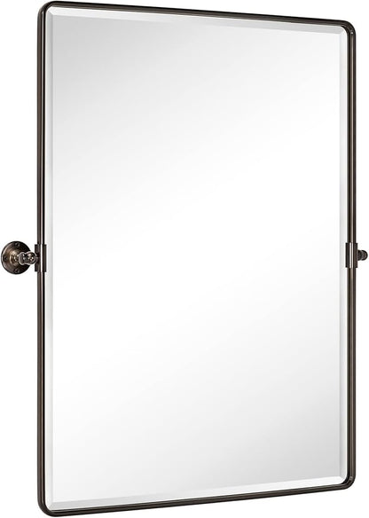 TEHOME Pivot Mirror Oil Rubbed Bronze Tilt Mirror Large Metal Framed Rectangle Tilting Beveled Vanity Mirrors for Wall, Vertical Hanging, Overall 34.14 x 40 inches (Mirrror 30 x 40 inches)