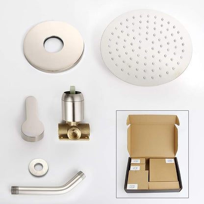 Shower Faucet Set Brushed Nickel Bathroom Rainfall Shower System Wall Mounted 8" Inch Shower Head and Handle Set Single Function Shower Trim Kit with Rough-in Valve