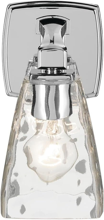 Kichler Marant 5" 1-Light Wall Sconce with Clear Water Glass in Chrome, for Bathroom, Powder Room, Hallway, (5" W x 9.5" H), 55214CHWTR