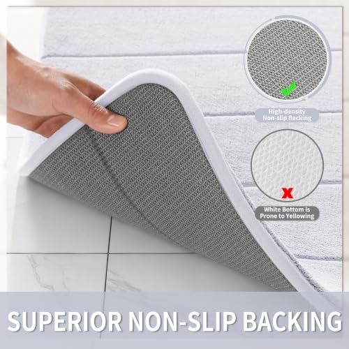 Yimobra Bathroom Runner Rugs 72"x24" Non Slip Washable Memory Foam Bath Mat, Super Soft Water Absorbent Hallway Carpet for Vanity Tub Shower, White