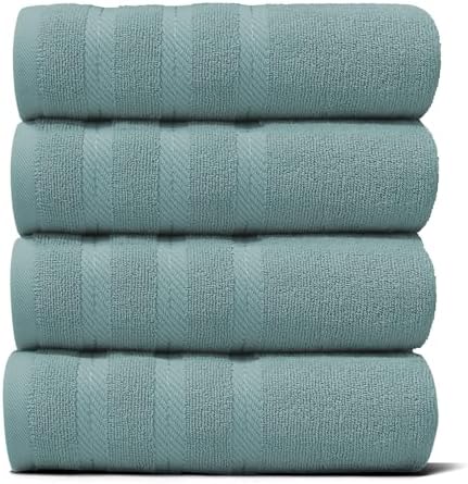 Hearth & Harbor Luxury Hand Towels - 100% Ring Spun Cotton Hand Towels for Bathroom, Shower, Spa, Soft & Absorbent Towels, 4 Piece Set, Teal