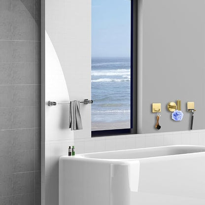 7-Piece Bathroom Accessory Set self-Adhesive Brushed Black Bathroom Hardware, Bath Towel Bar Set, Towel Racks for Bathroom, Wall Mounted Gold